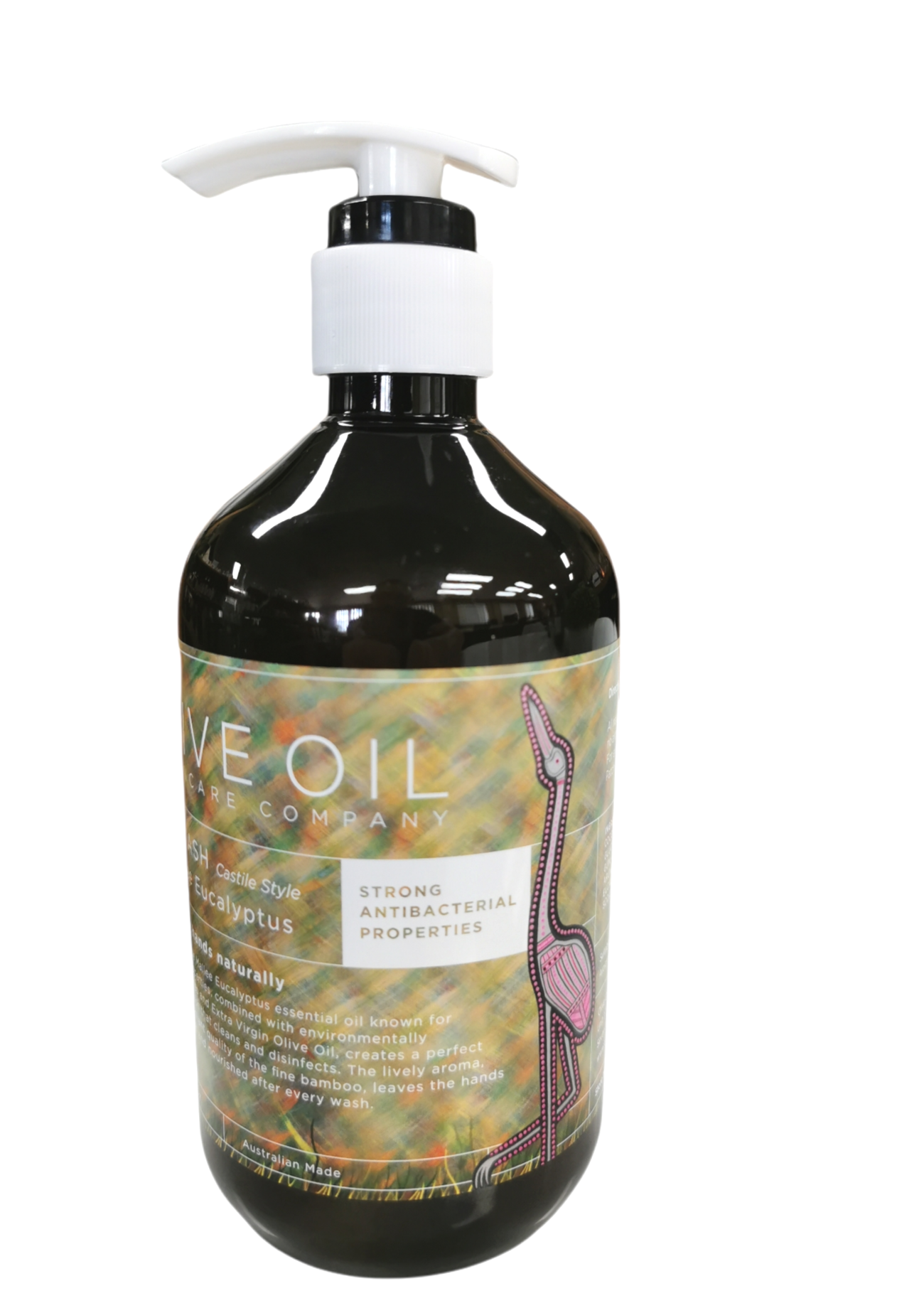 Castile eucalyptus liquid hand soap bottle natural olive oil and pumice formulation — view 2
