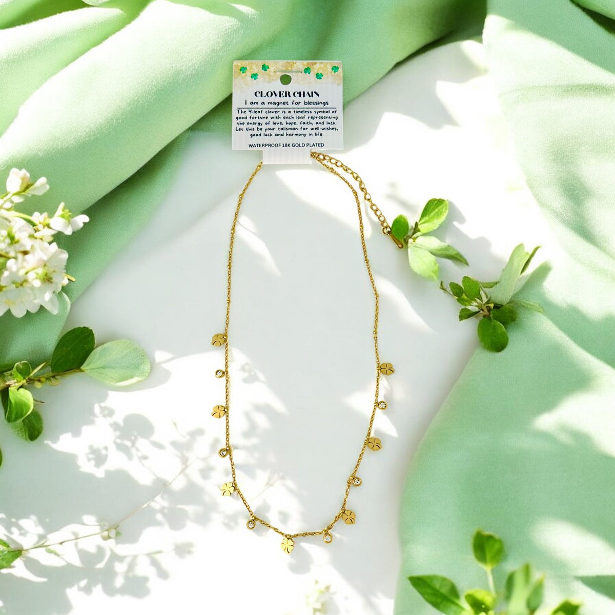 Lucky Clover - 18K Gold Plated, Waterproof Necklace-1