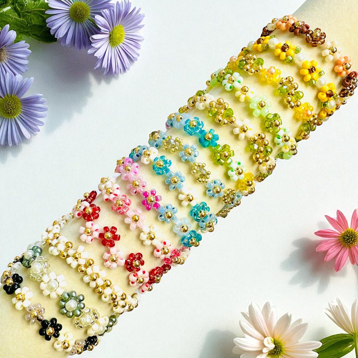 Japanese Miyuki Beaded Flower Bracelet-0