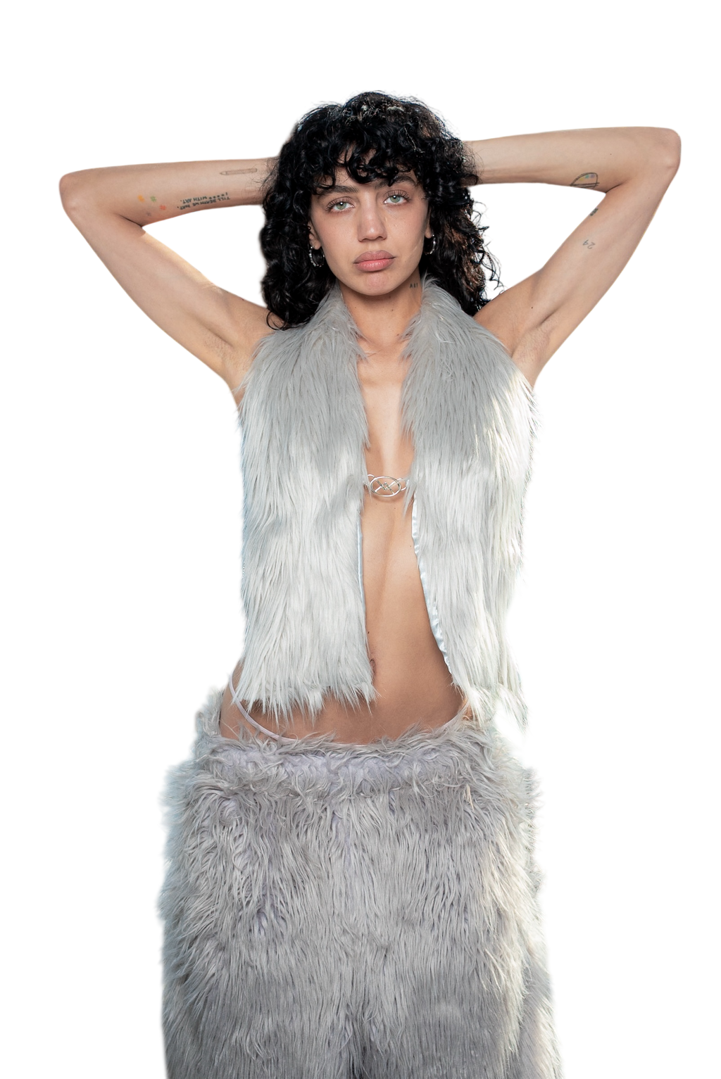 Faux Fur Backless Halter-0