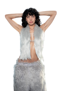 Faux Fur Backless Halter-0