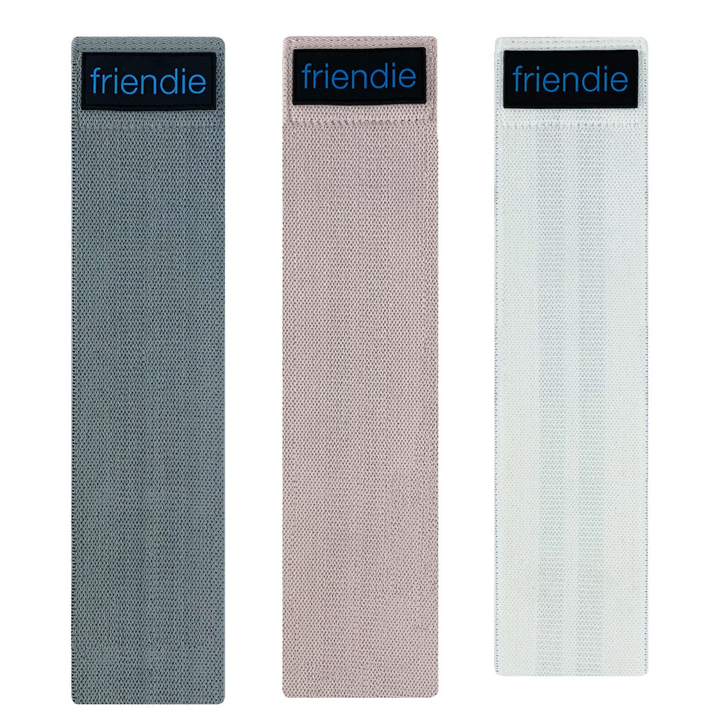 Set of three blush pink resistance bands with mesh carry bag for lower body fitness — view 2