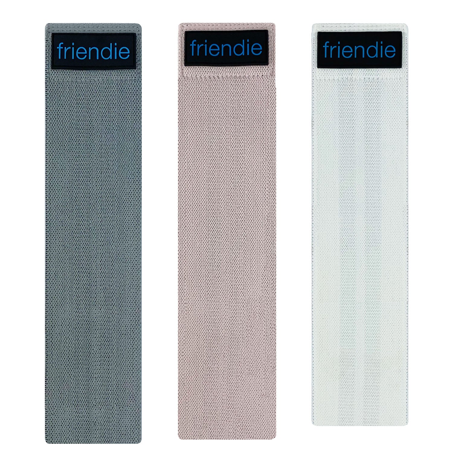 Set of three blush pink resistance bands with mesh carry bag for lower body fitness — view 2