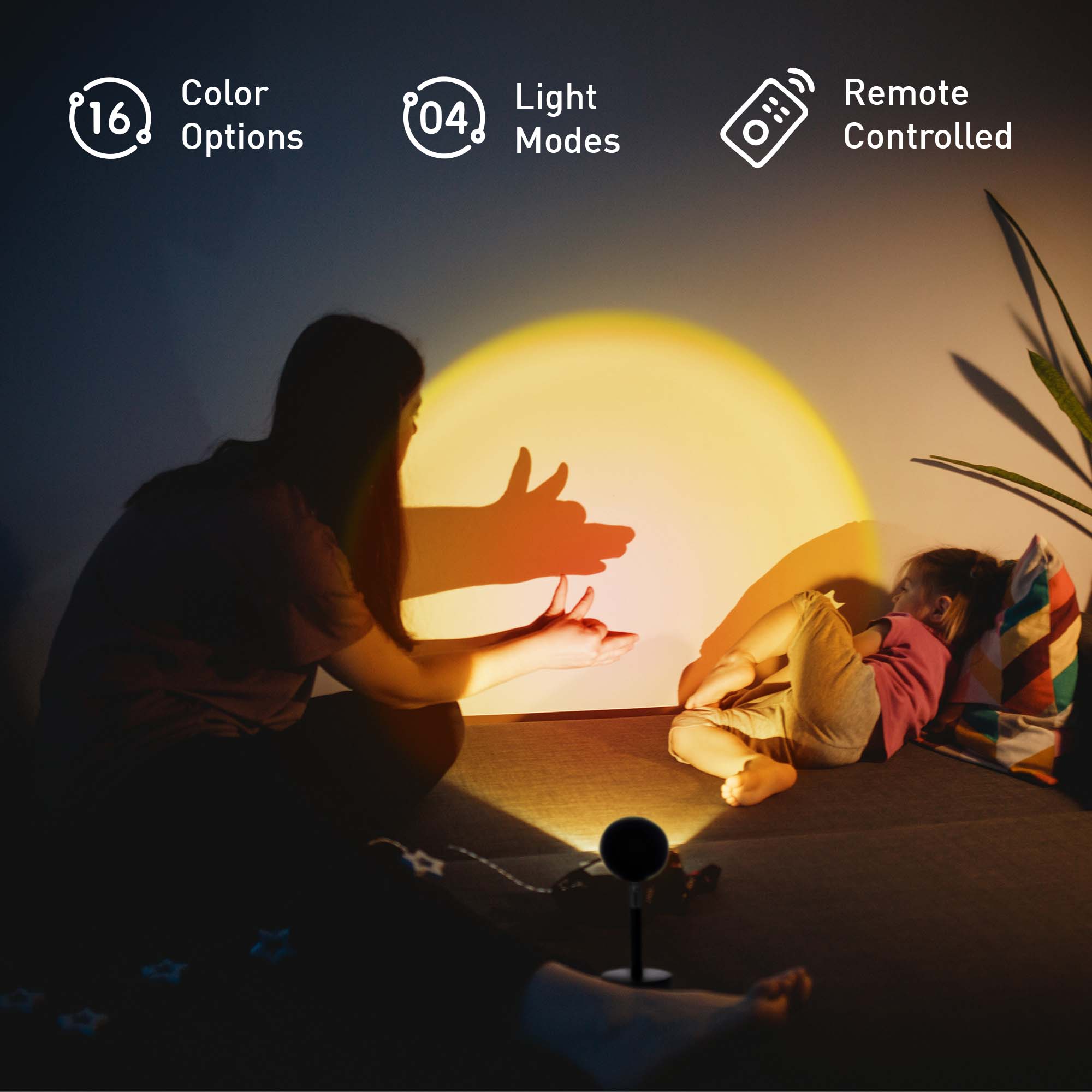 Home wellness bundle with HEPA air purifier, sunset projector lamp, and six essential oil bottles — view 3