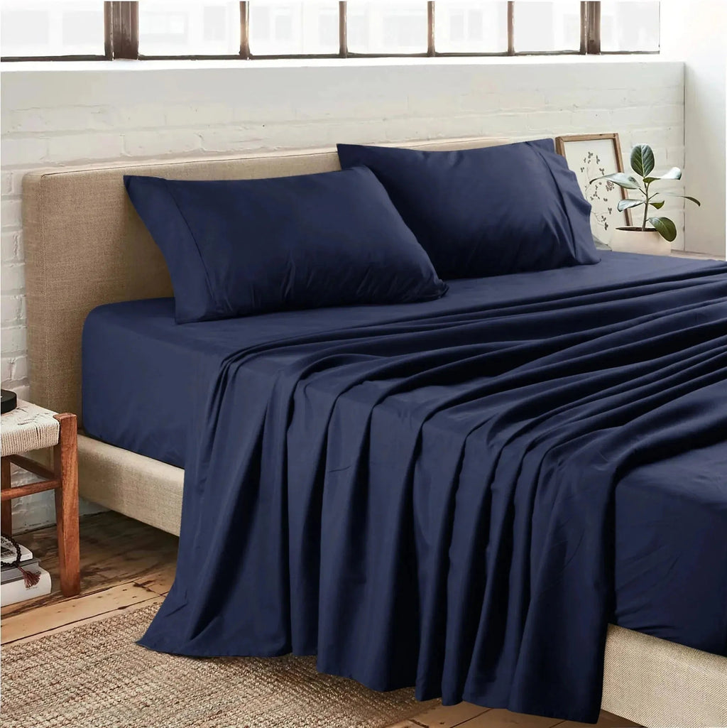Plain microfiber sheet set in solid colors featuring a flat sheet fitted sheet and pillowcases — view 5