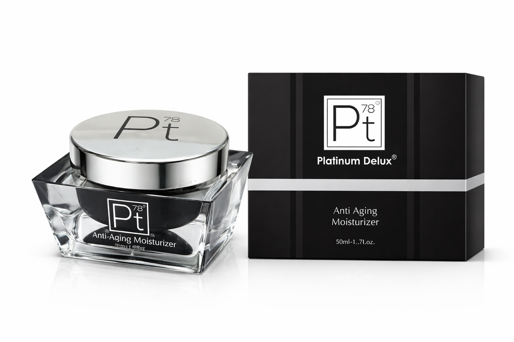 Jar of Platinum Deluxe anti-aging face moisturizer cream for deep skin hydration and wrinkle reduction — view 4