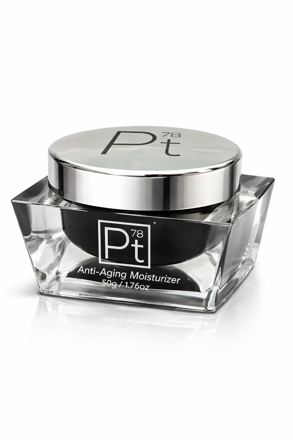 Jar of Platinum Deluxe anti-aging face moisturizer cream for deep skin hydration and wrinkle reduction