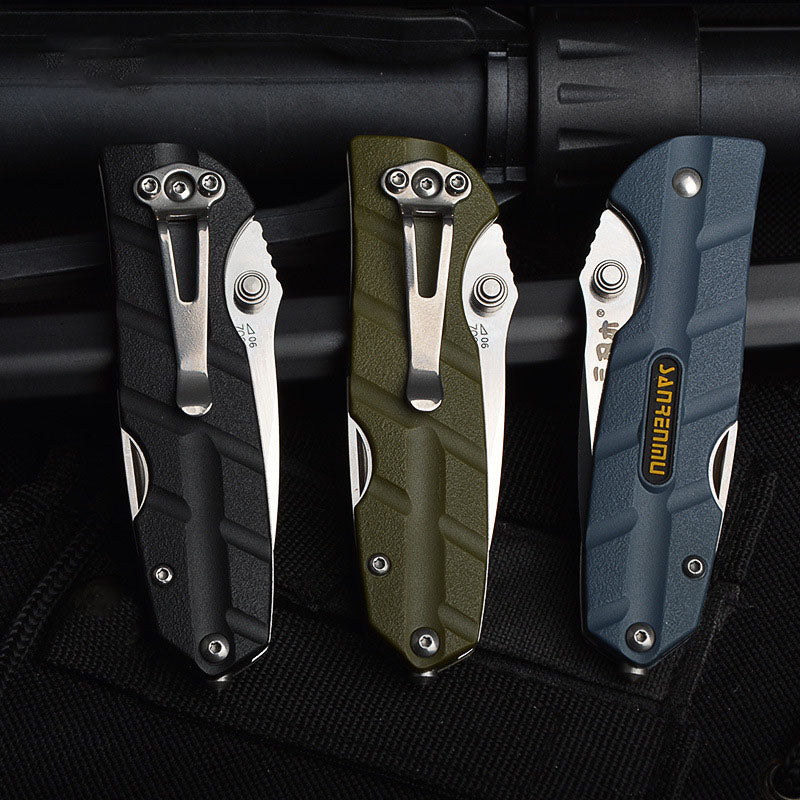 WAUTTON outdoor pocket knife in stainless steel with multi-tool handle and pocket clip