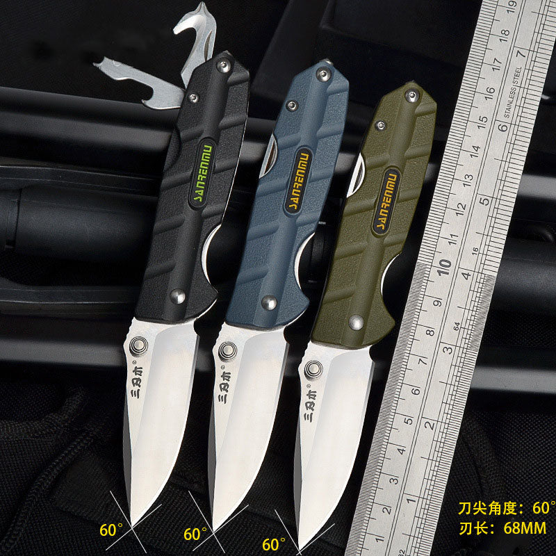 WAUTTON outdoor pocket knife in stainless steel with multi-tool handle and pocket clip — view 2