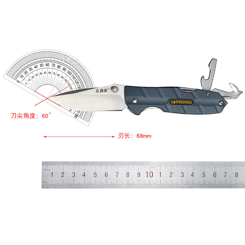 WAUTTON outdoor pocket knife in stainless steel with multi-tool handle and pocket clip — view 5