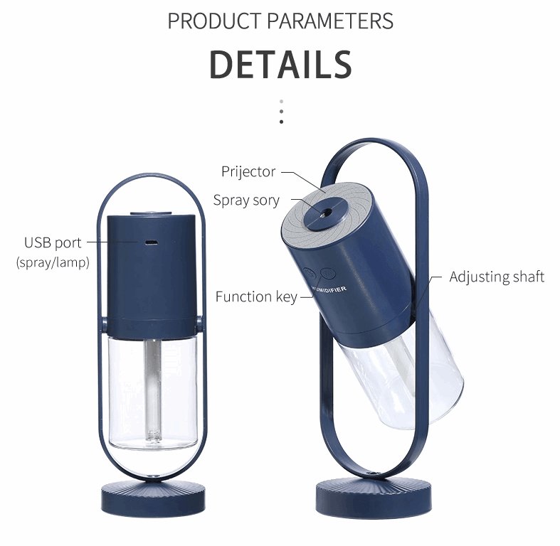 Sleek polymer mist portable air humidifier and purifier emitting fine moisture on a desk — view 4