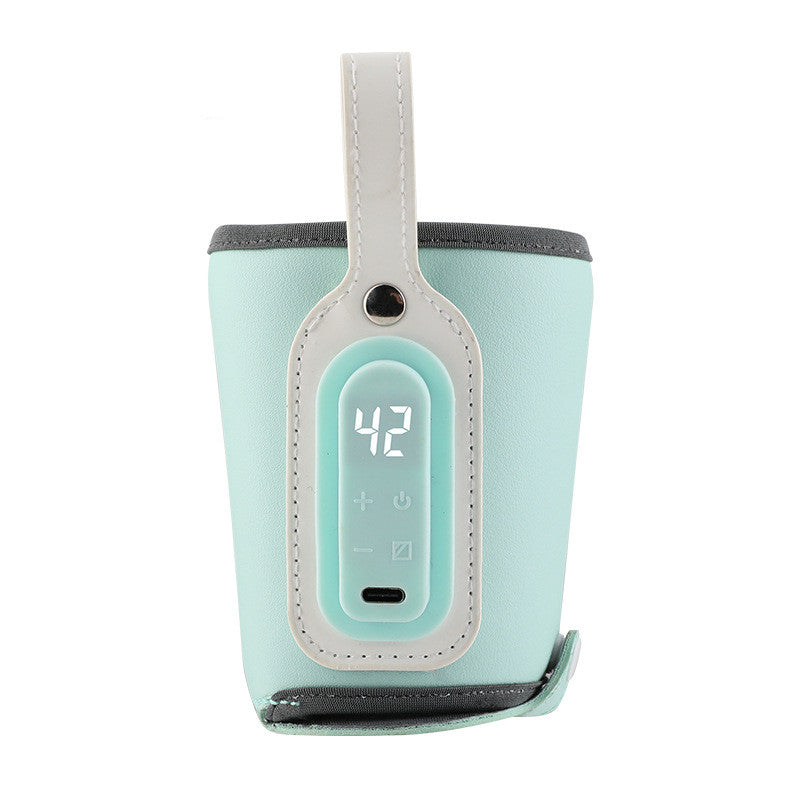 Portable USB baby bottle warmer in pastel colors with zippered opening and adjustable heating sleeve — view 3