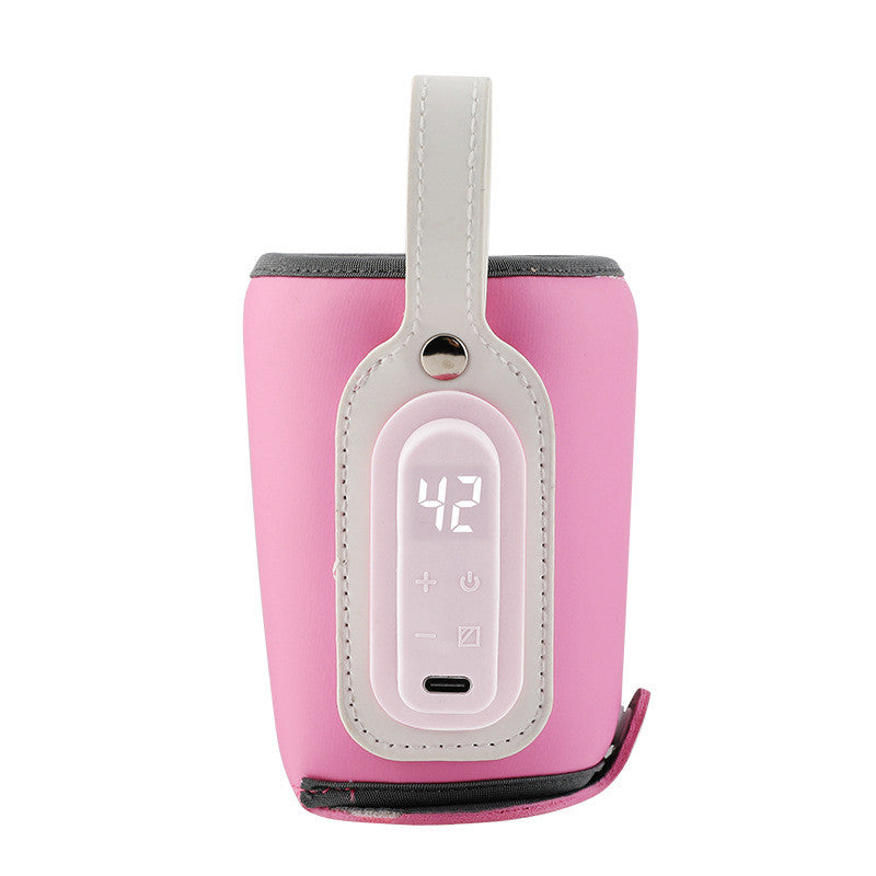 Portable USB baby bottle warmer in pastel colors with zippered opening and adjustable heating sleeve — view 4