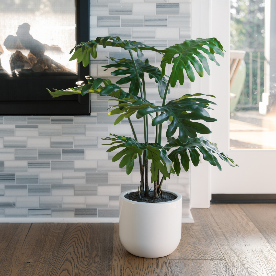 3' Faux Tropical House Plant, Potted Philodendron-1
