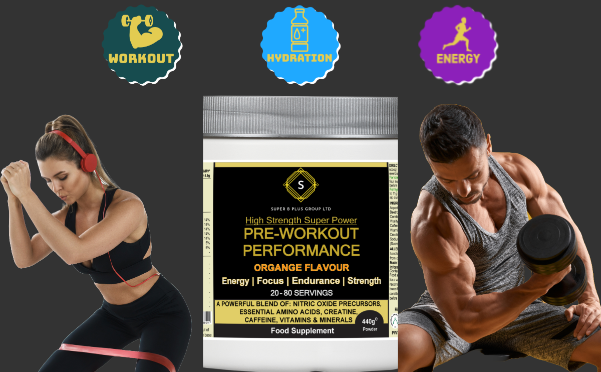 Pre-workout performance powder 440g tub in orange flavor for energy and endurance during exercise — view 5