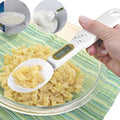 White digital measuring spoon scale in ABS plastic with LCD display for precise kitchen cooking