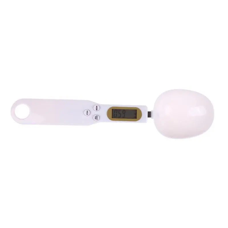 White digital measuring spoon scale in ABS plastic with LCD display for precise kitchen cooking — view 4