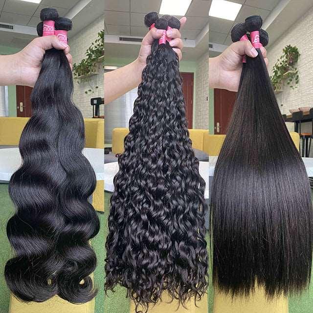 Premium human hair extensions in natural color showing smooth tangle free texture and healthy ends