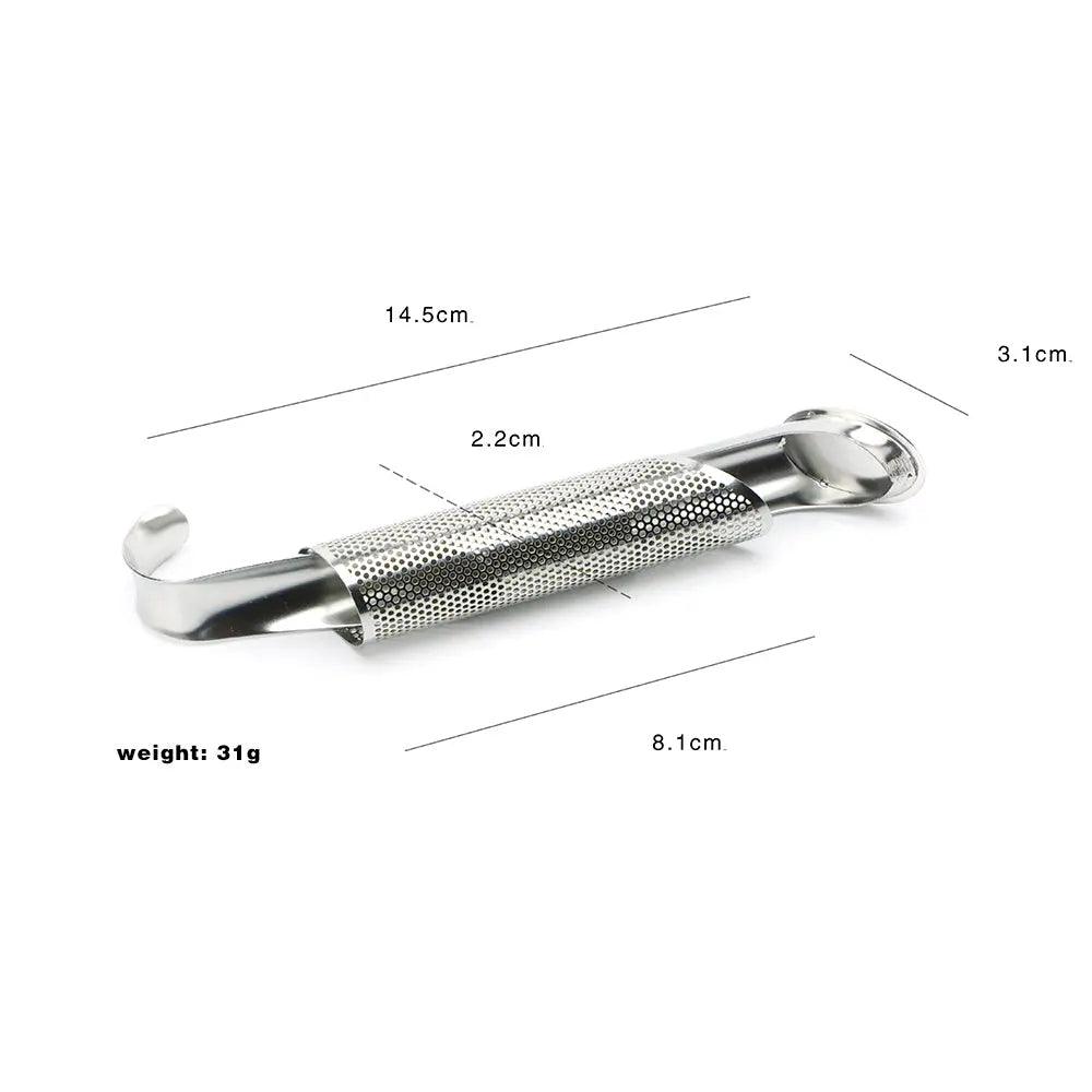 Stainless steel tea infuser with long curved handle and fine mesh filter for loose leaf tea — view 3