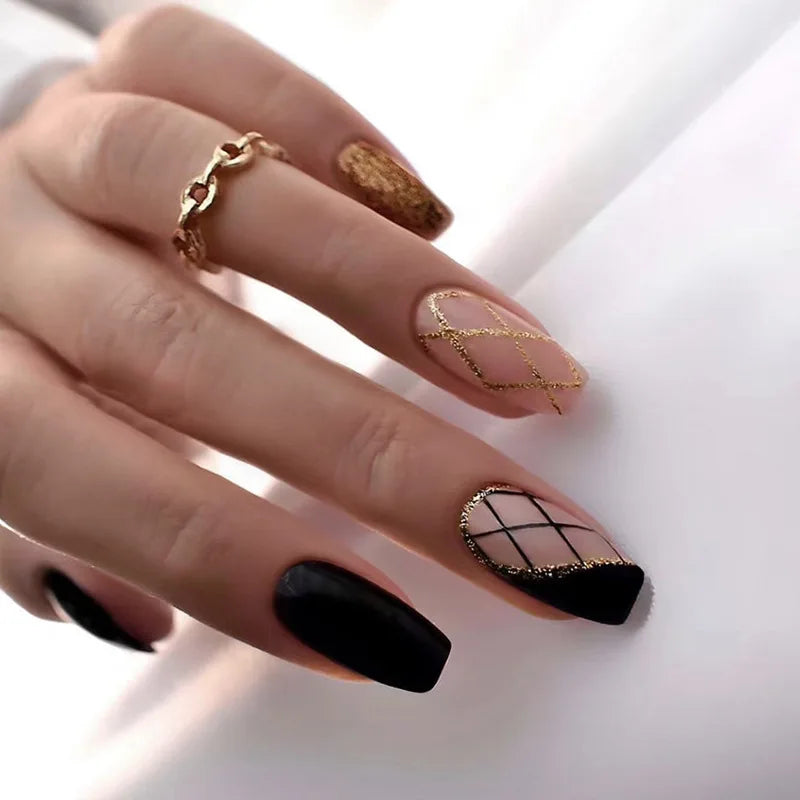 24 piece press on nail art set with jelly adhesive and manicure tools for home application — view 3