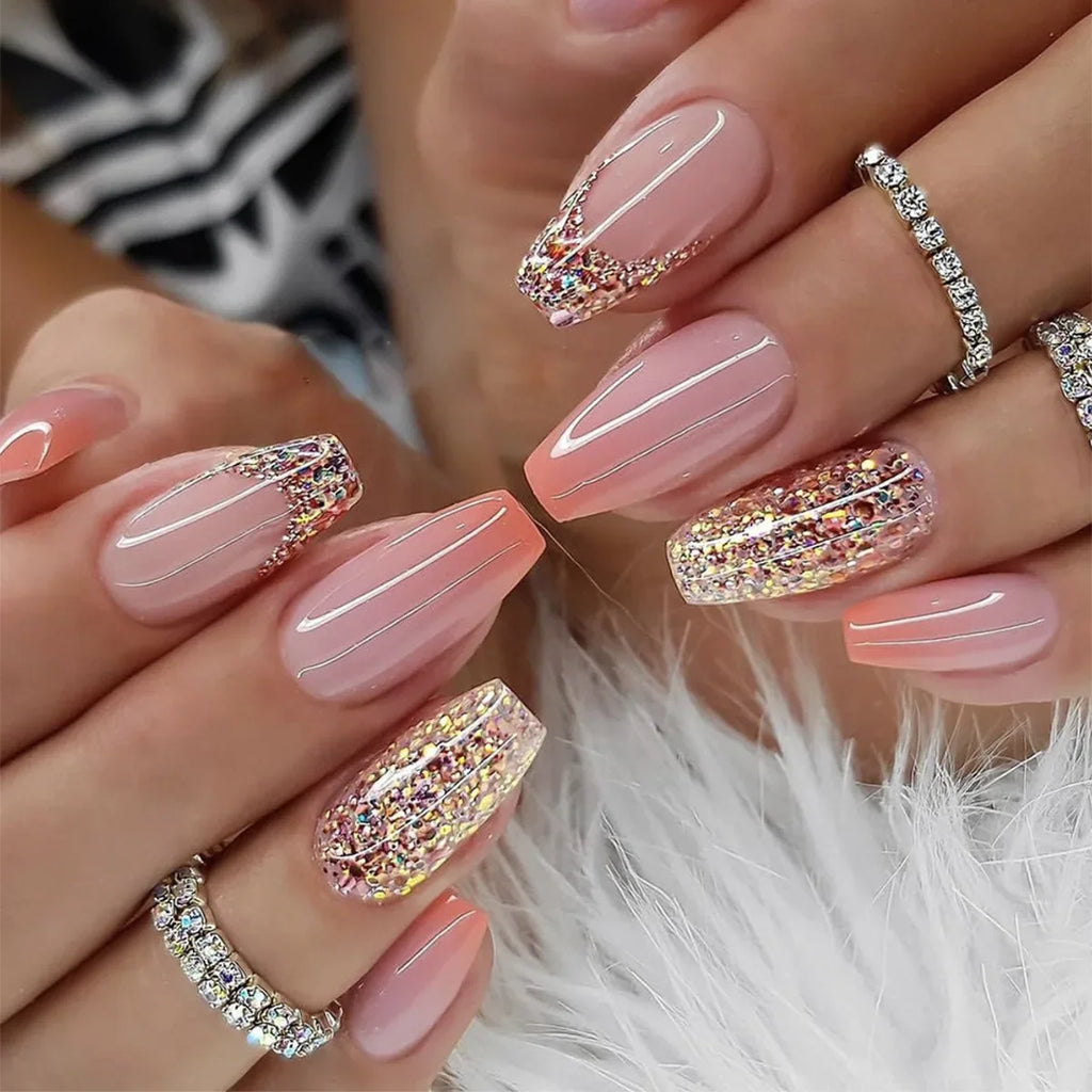 24 piece press on nail art set with jelly adhesive and manicure tools for home application — view 4