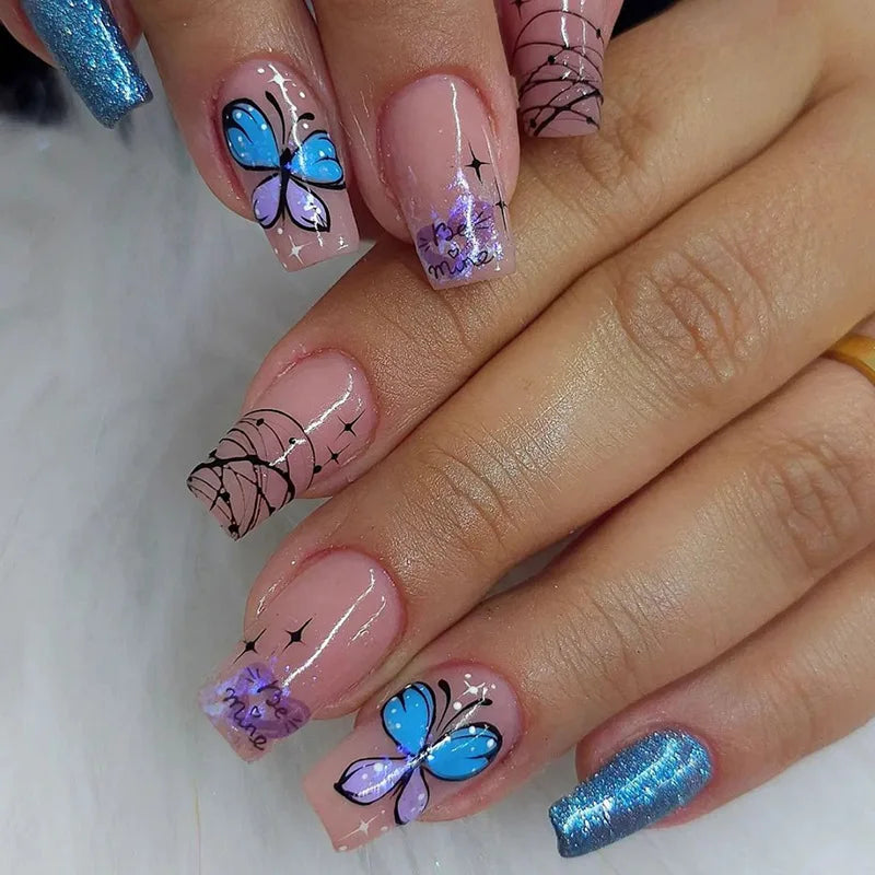 24 piece press on nail art set with jelly adhesive and manicure tools for home application — view 5
