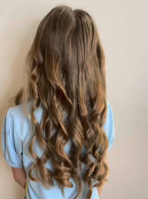 Kids pure silk heatless hair curler set with two scrunchies, claw clip, and storage bag — view 2