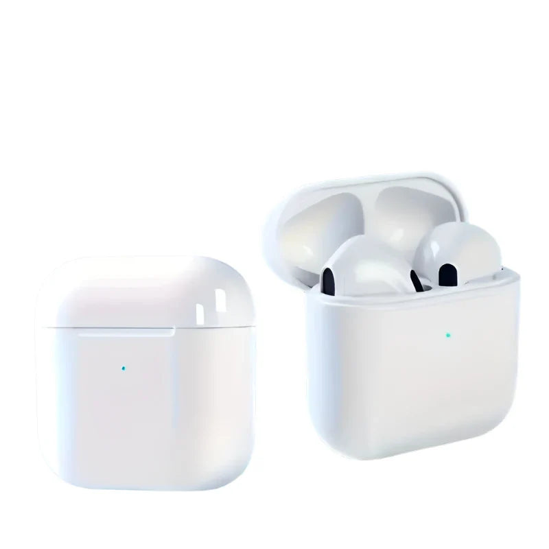 White NNEOBA wireless waterproof earbuds featuring semi-open earcups and intuitive control buttons — view 3
