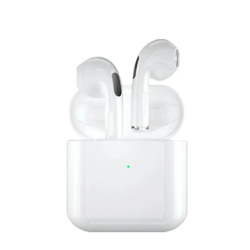 White NNEOBA wireless waterproof earbuds featuring semi-open earcups and intuitive control buttons — view 2