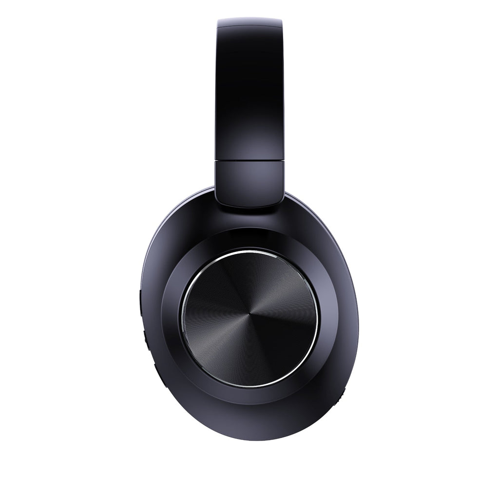 Matte onyx black active noise cancelling over ear wireless headphones with foldable design.