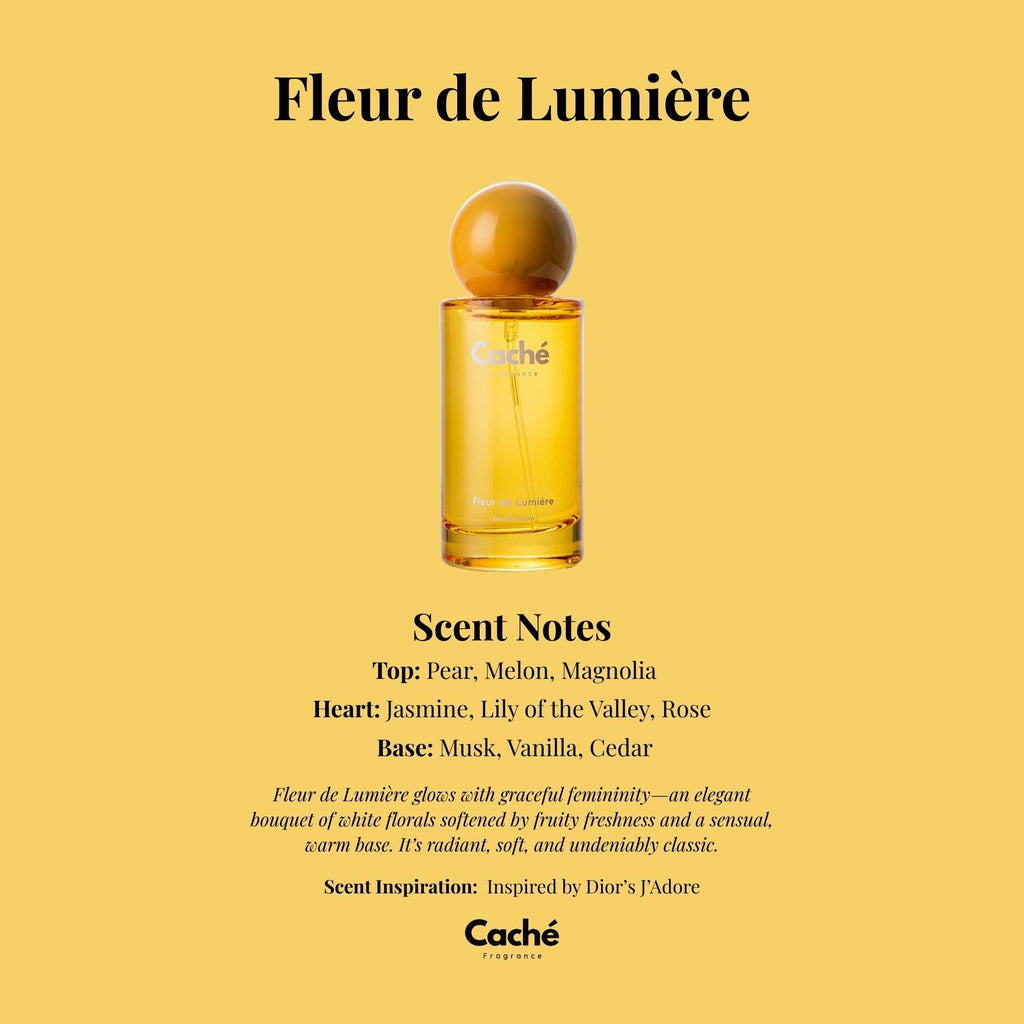 Fleur de Lumiere women's eau de parfum 50ml glass bottle, radiant floral fragrance.