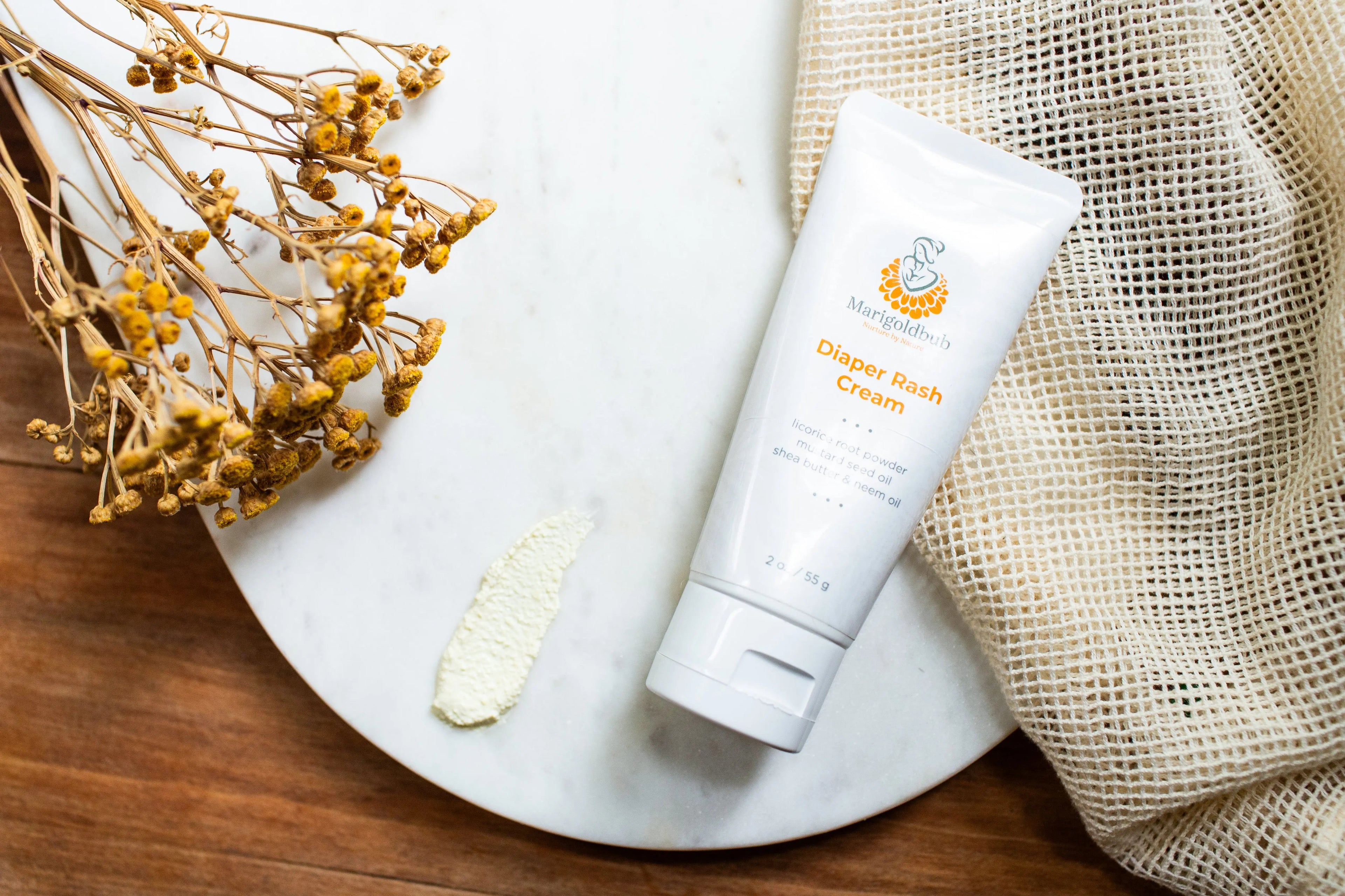 Marigoldbub natural diaper rash cream jar formulated for sensitive baby skin care with organic ingredients — view 2