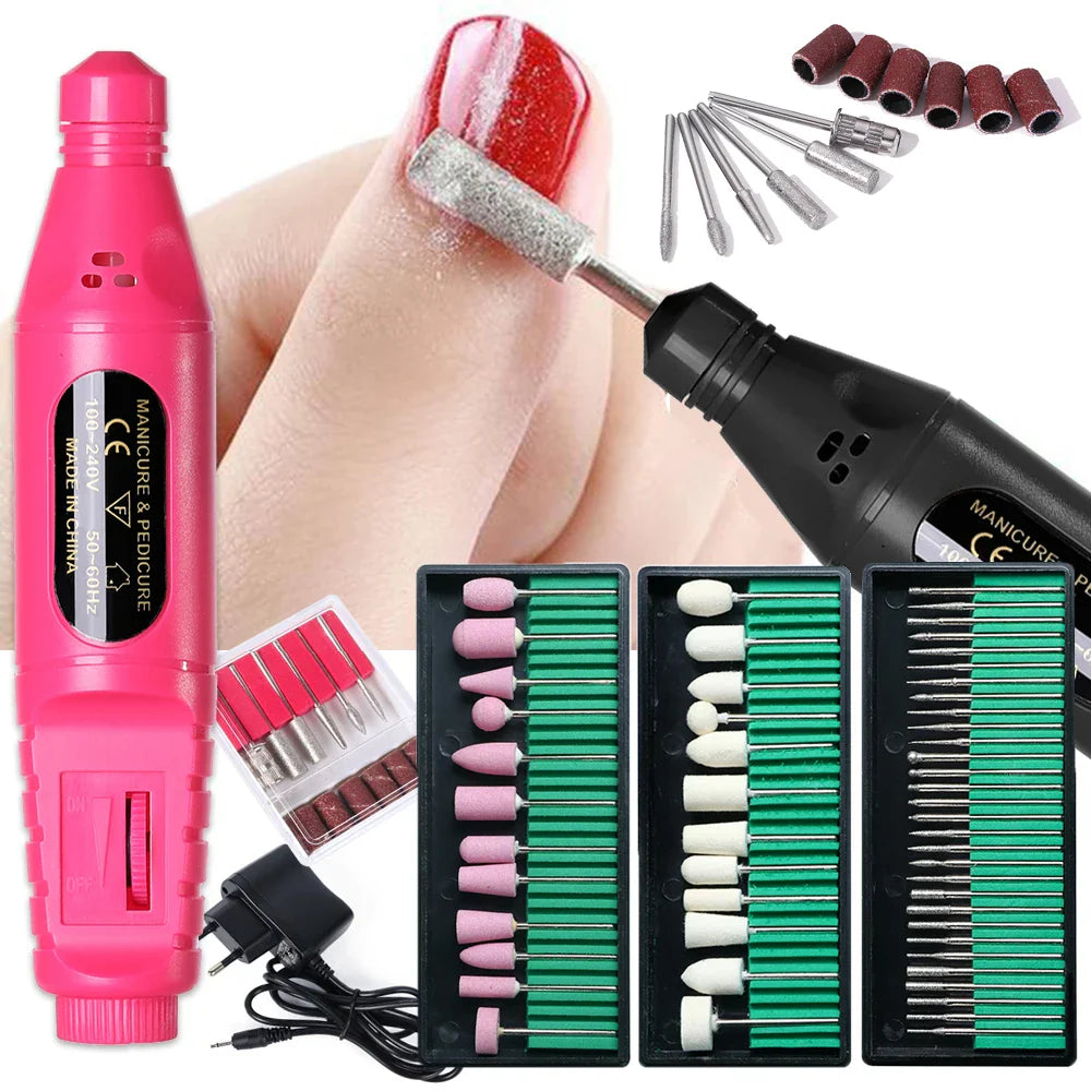 Red pen-shaped electric nail drill machine for professional manicures and pedicures at home — view 2