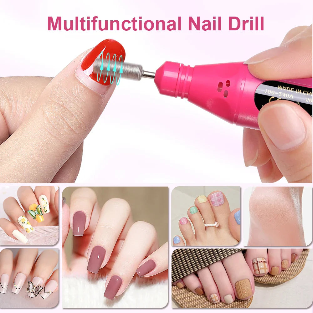 Red pen-shaped electric nail drill machine for professional manicures and pedicures at home — view 3