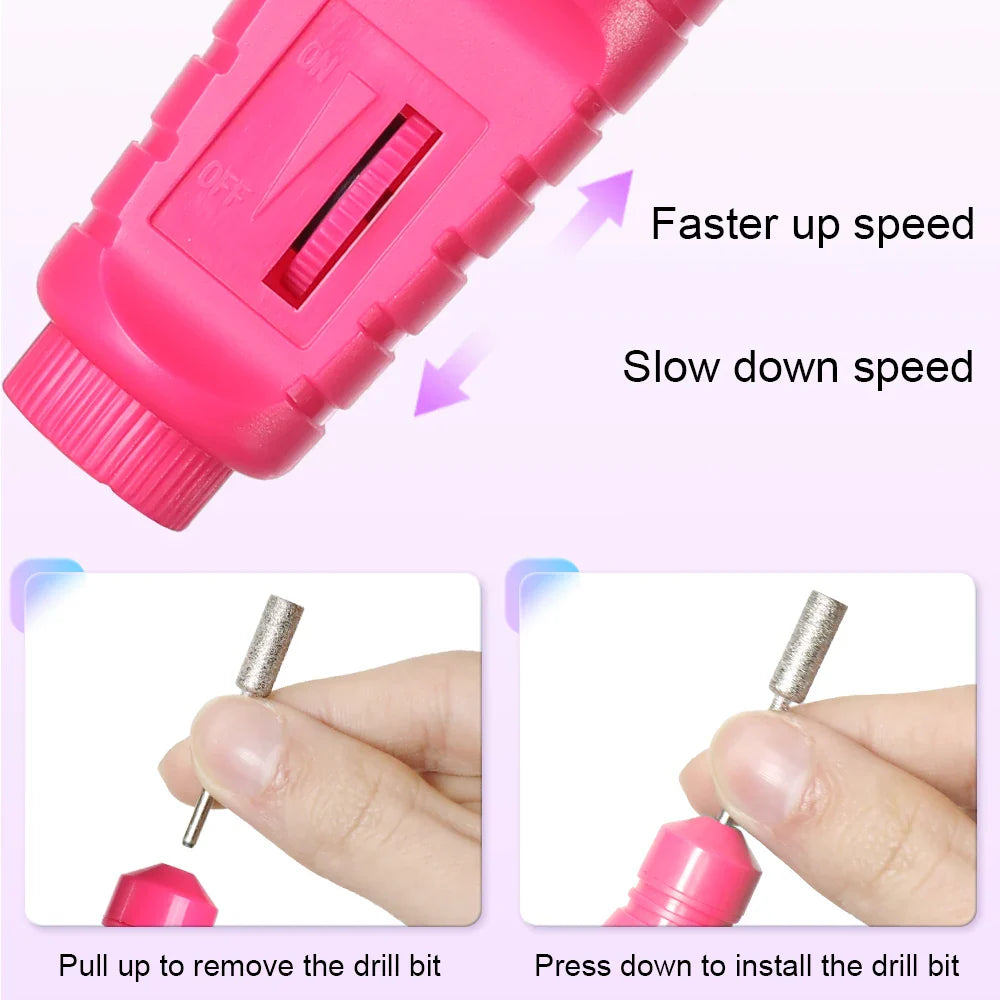 Red pen-shaped electric nail drill machine for professional manicures and pedicures at home — view 4