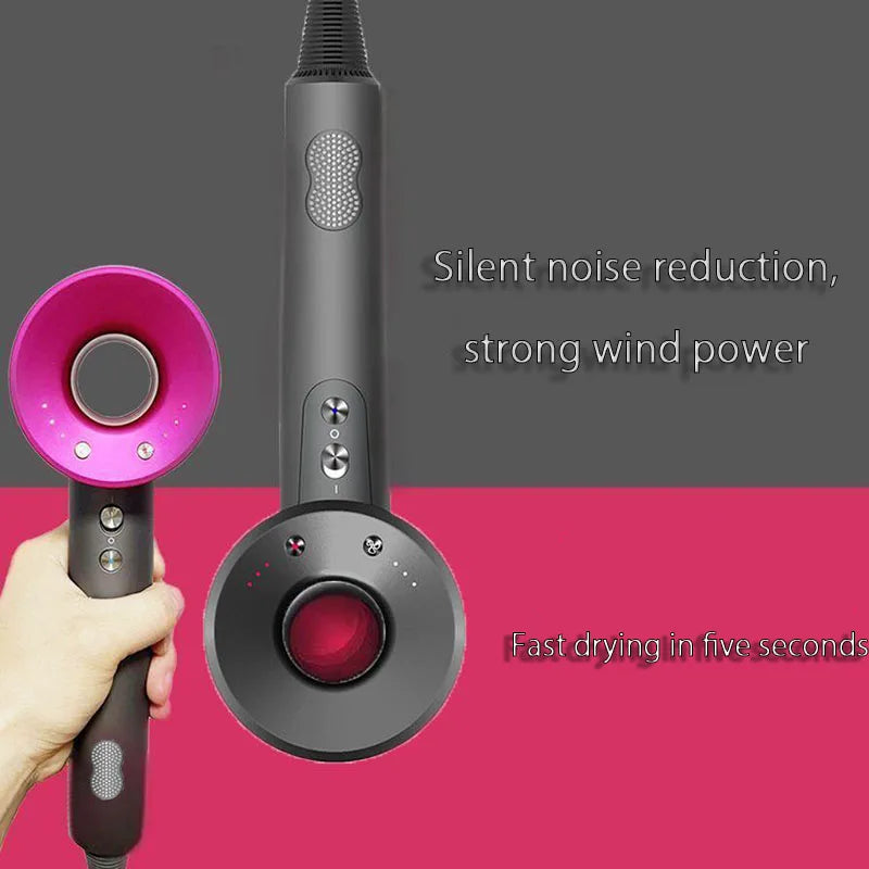 Professional ionic hair dryer with bladeless design, foldable handle, and versatile styling nozzles. — view 2