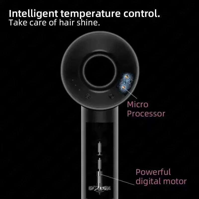 Professional ionic hair dryer with bladeless design, foldable handle, and versatile styling nozzles. — view 4