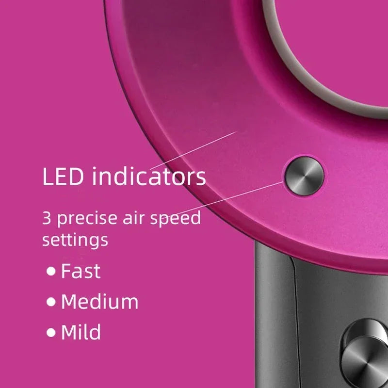 Professional ionic hair dryer with bladeless design, foldable handle, and versatile styling nozzles. — view 5