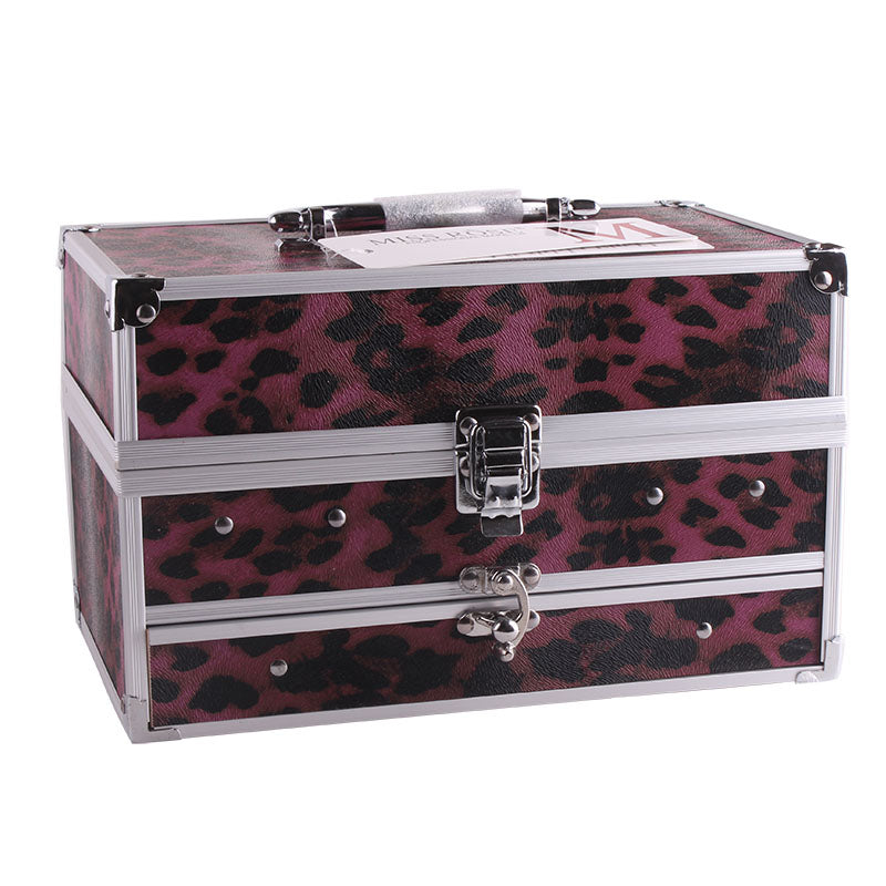 Professional 3-layer makeup palette cosmetic box featuring colorful eyeshadows, lipsticks, and blushes — view 3