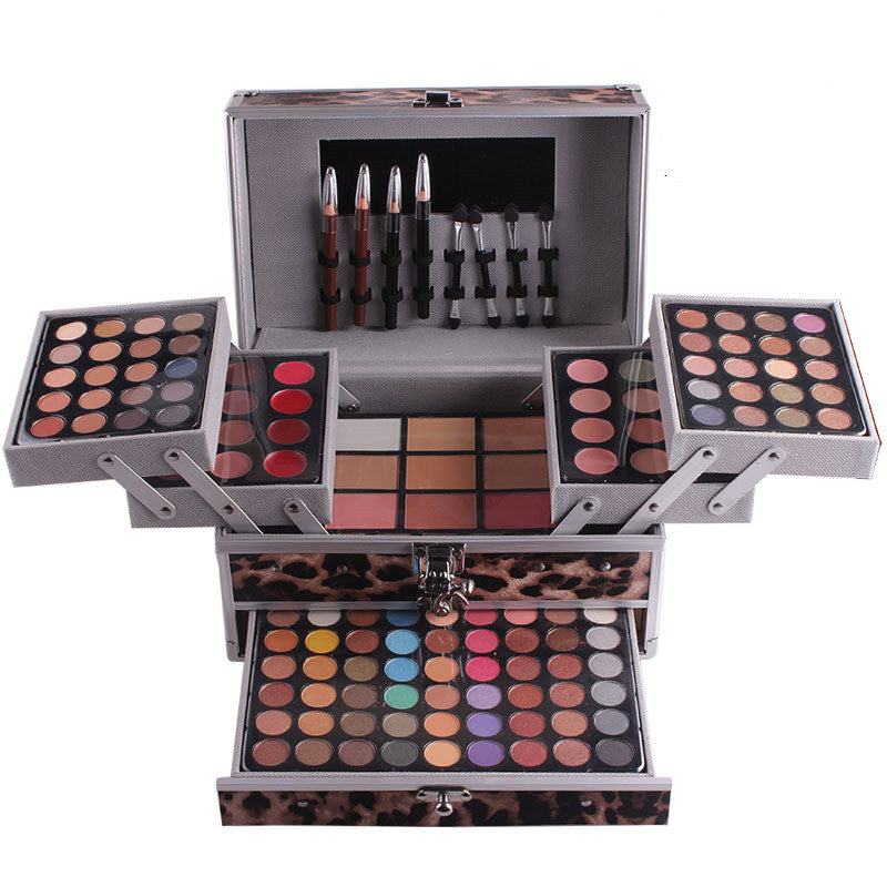 Professional 3-layer makeup palette cosmetic box featuring colorful eyeshadows, lipsticks, and blushes — view 5