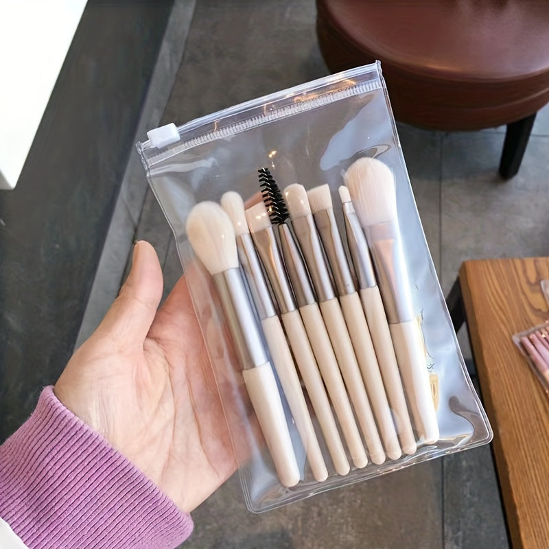 Professional makeup brush set with fluffy synthetic bristles and ergonomic ABS plastic handles — view 2