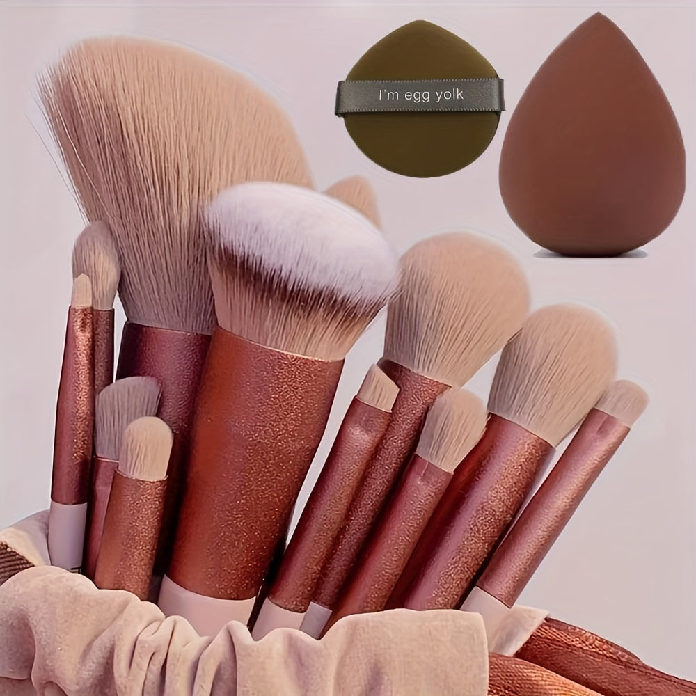 Professional makeup brush set with fluffy synthetic bristles and ergonomic ABS plastic handles — view 4