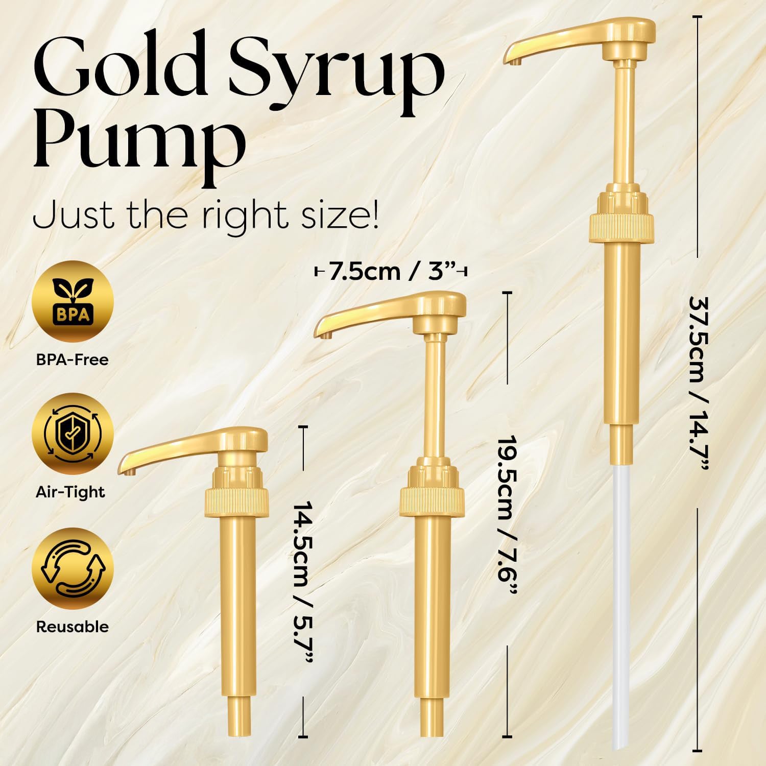 Syruvia syrup pump for 750ml bottles featuring a drip free dispensing nozzle and sturdy spring mechanism — view 3