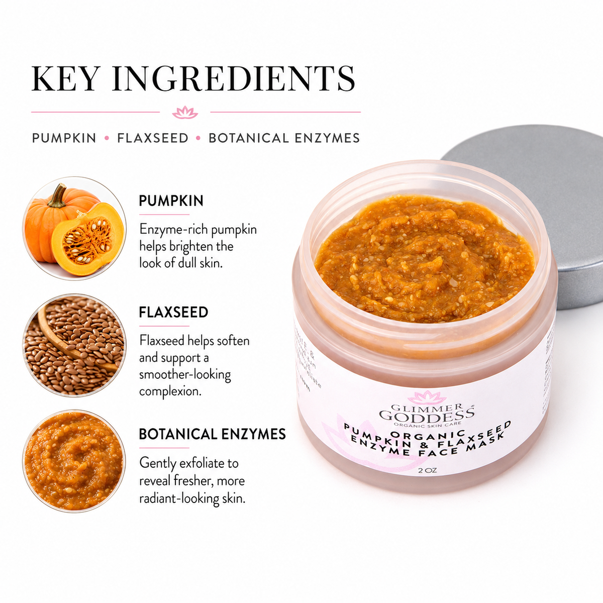 Organic Pumpkin Flaxseed Enzyme Face Mask – Brightening & Tightening Mask for Glowing Skin-1