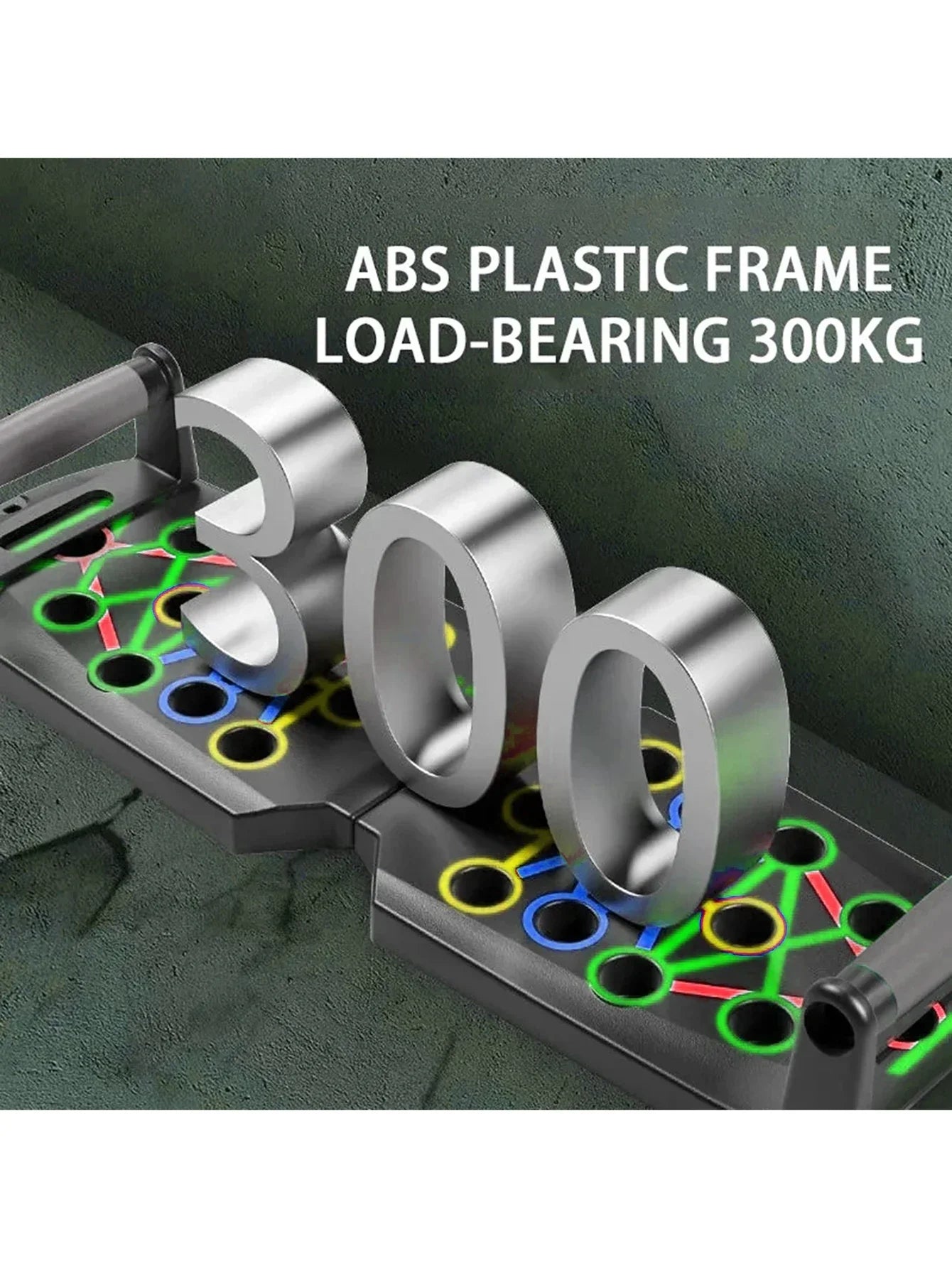 Multi-function push up board and bar with adjustable black rubber handles on a flat surface — view 5