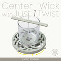 Pro magnetic candle wick centering tool securing a wick inside a glass jar vessel