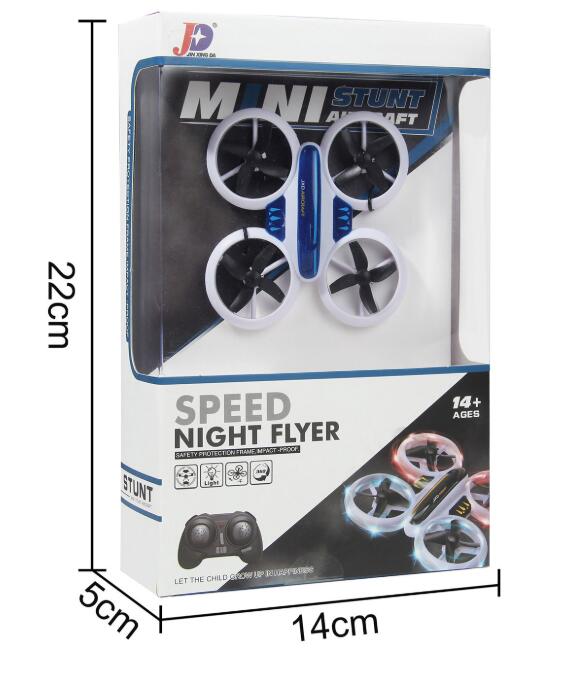 Remote control quadcopter drone with protective guards and bright LED lights ready for flight — view 4