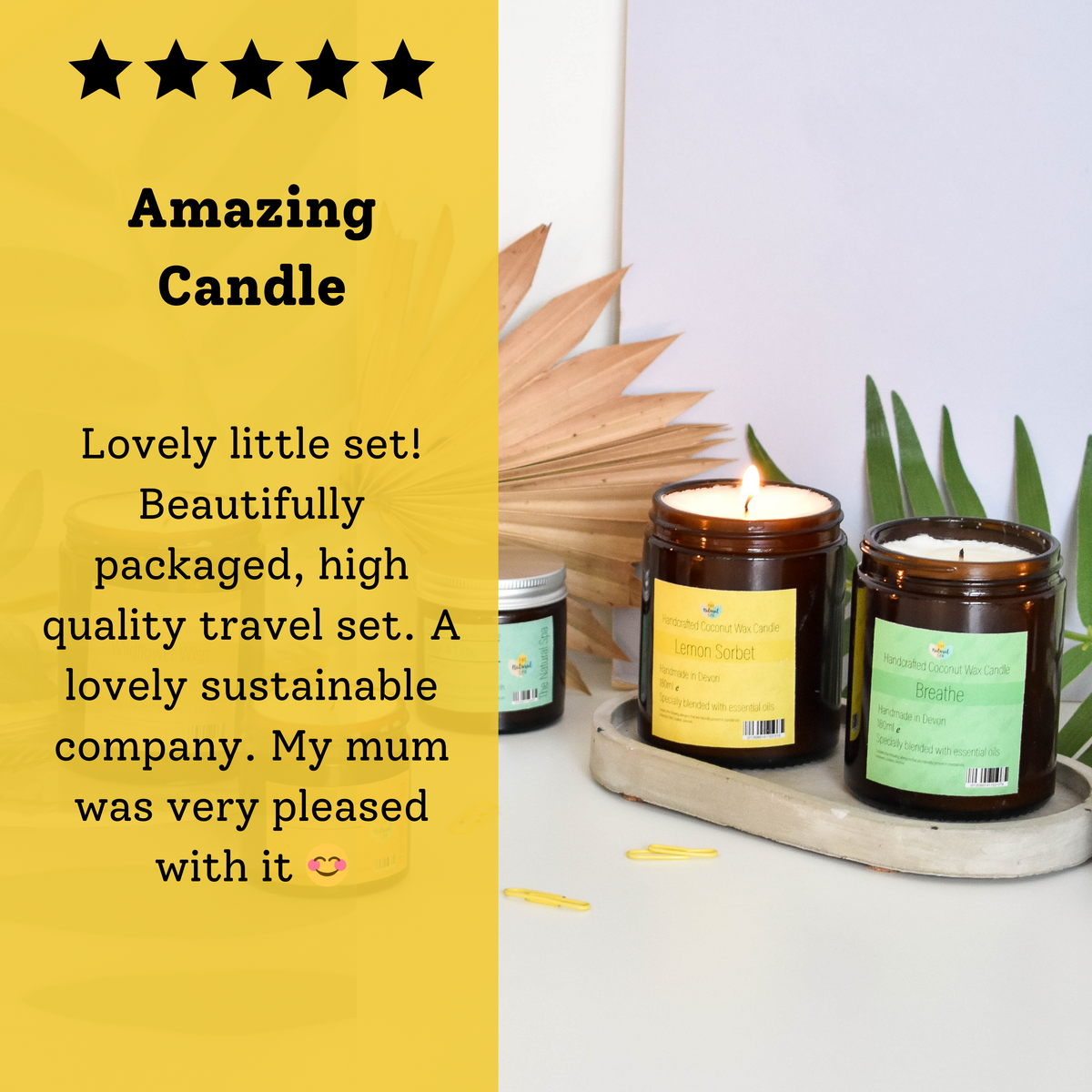 Lemon Sorbet Hand-Poured Coconut Wax Candle | Citrus & Natural Aromatherapy | Vegan, Eco-Friendly Candle | 2 Size Options-4