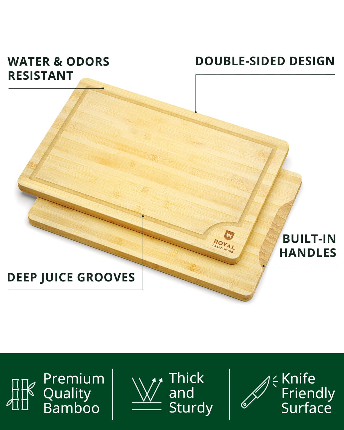 Extra large rectangular wooden cutting board with a built-in juice groove and natural wood finish — view 2