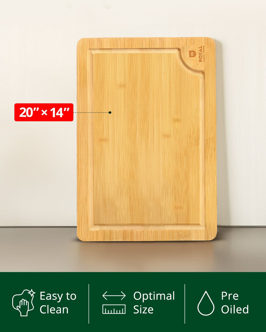 Extra large rectangular wooden cutting board with a built-in juice groove and natural wood finish — view 3